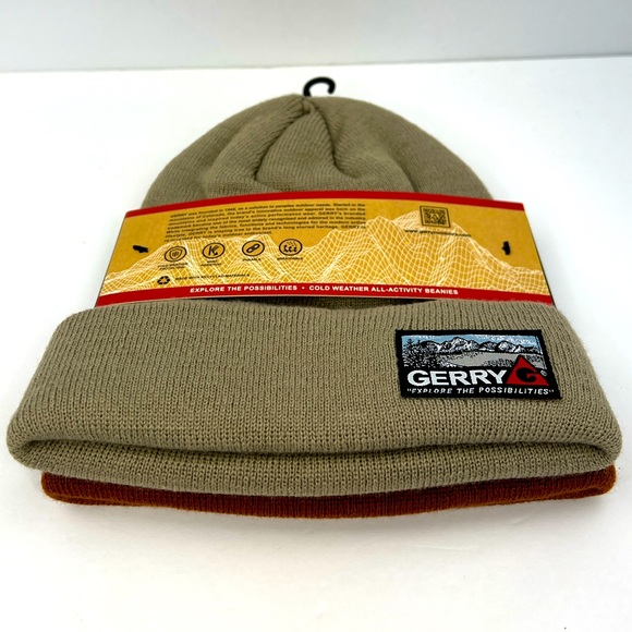 GERRY, CUFFED KNOT BEANIE SET, ONE SIZE FITS ALL, UNISEX, GREY AND BEIGE COLORS - Picture 6 of 11